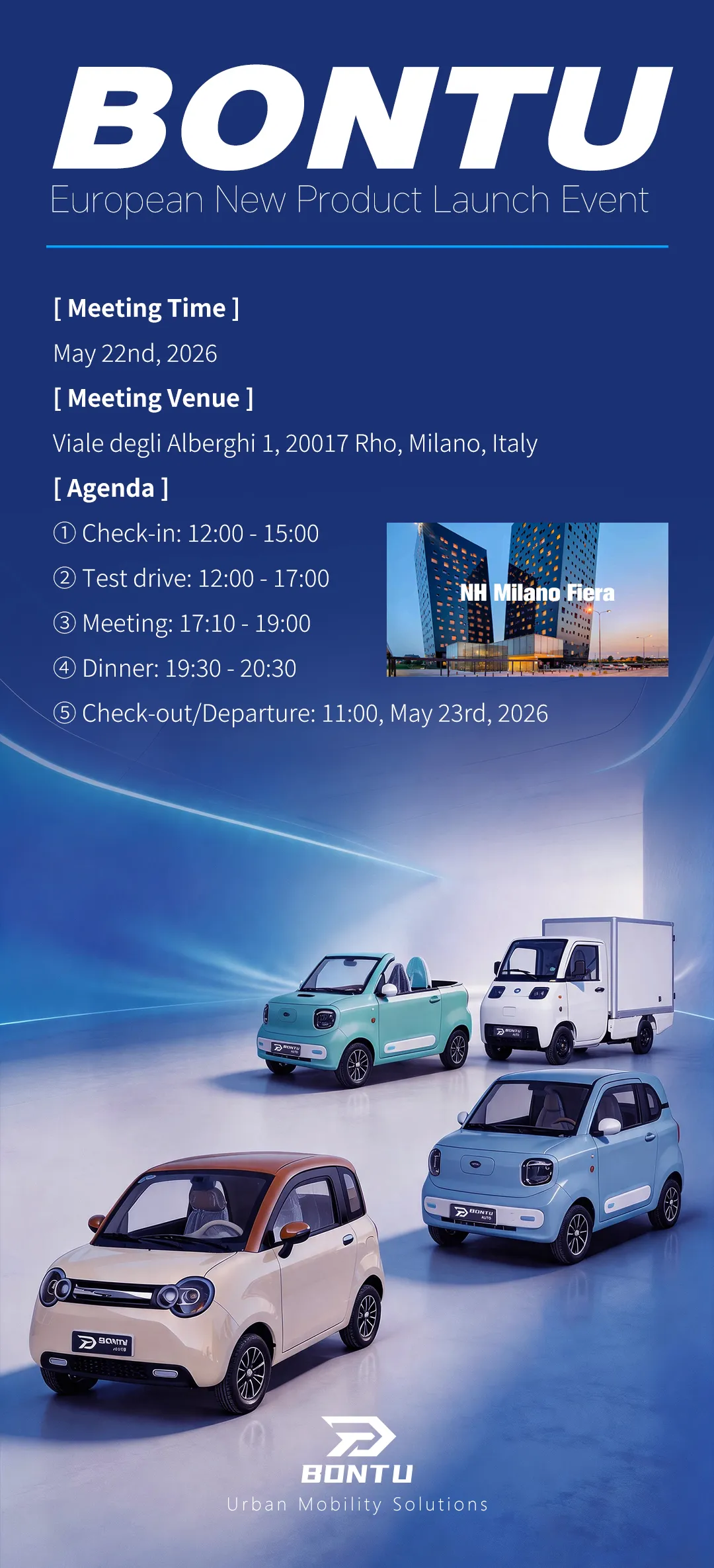 Lanseringsevenemanget BONT∪ Europe kommer att hållas i Milano, Italien den 22 maj.